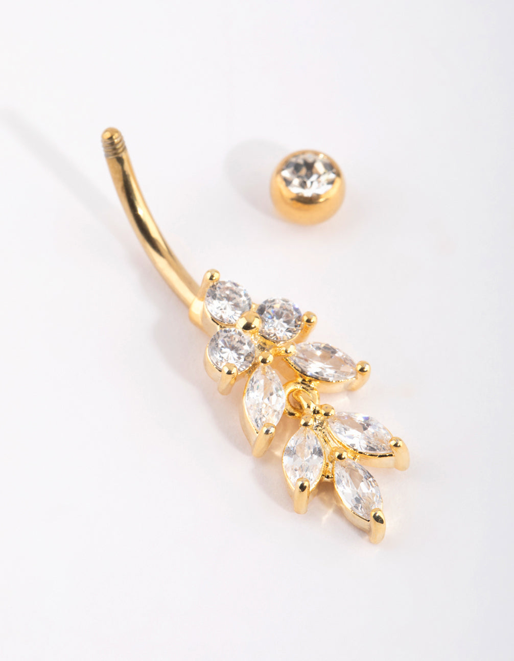 Gold Plated Titanium Marquise Belly Bar