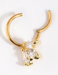 Gold Plated Titanium 3 Marquise Dangle Belly Ring - link has visual effect only
