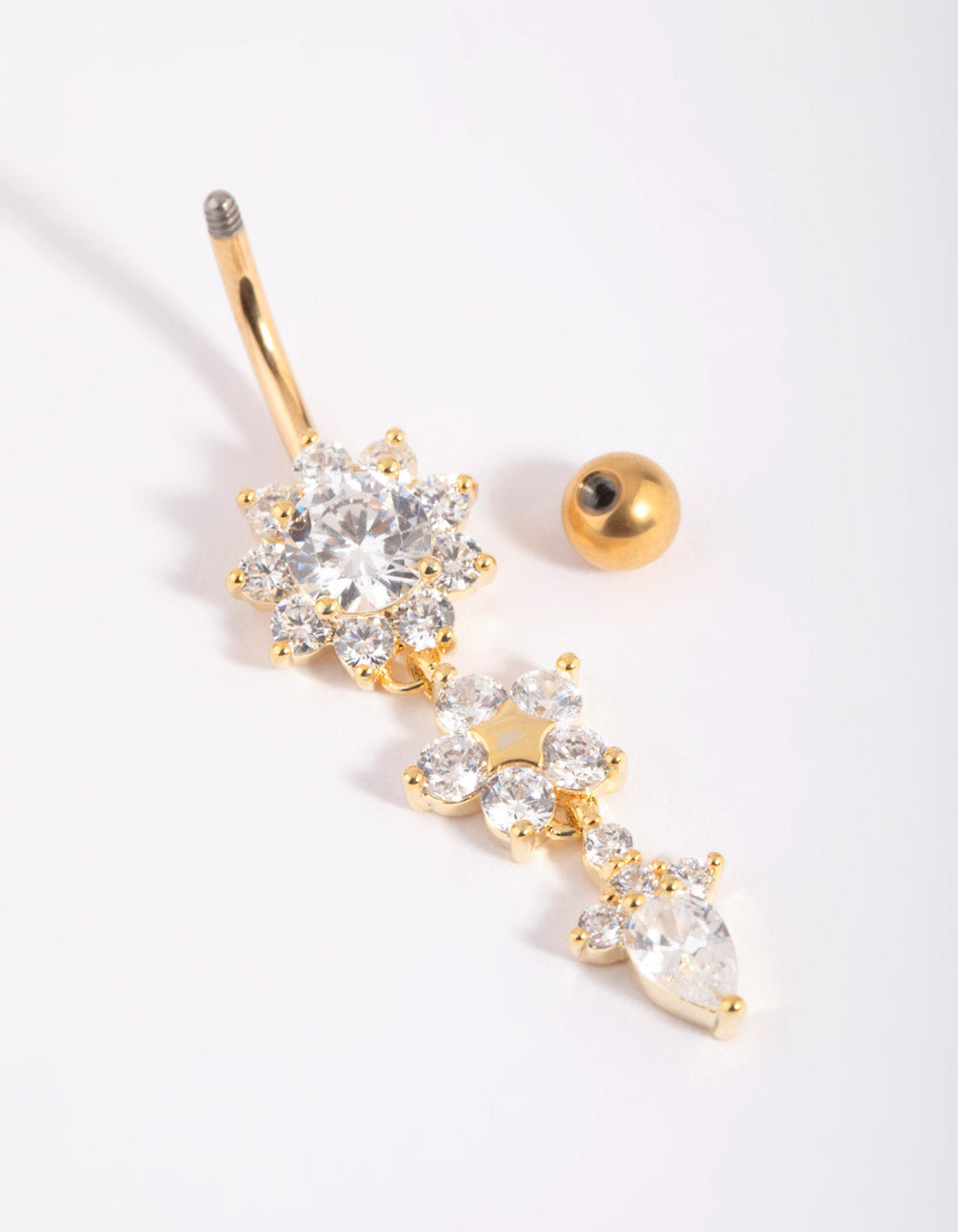 Gold Plated Titanium  Floral Belly Bar