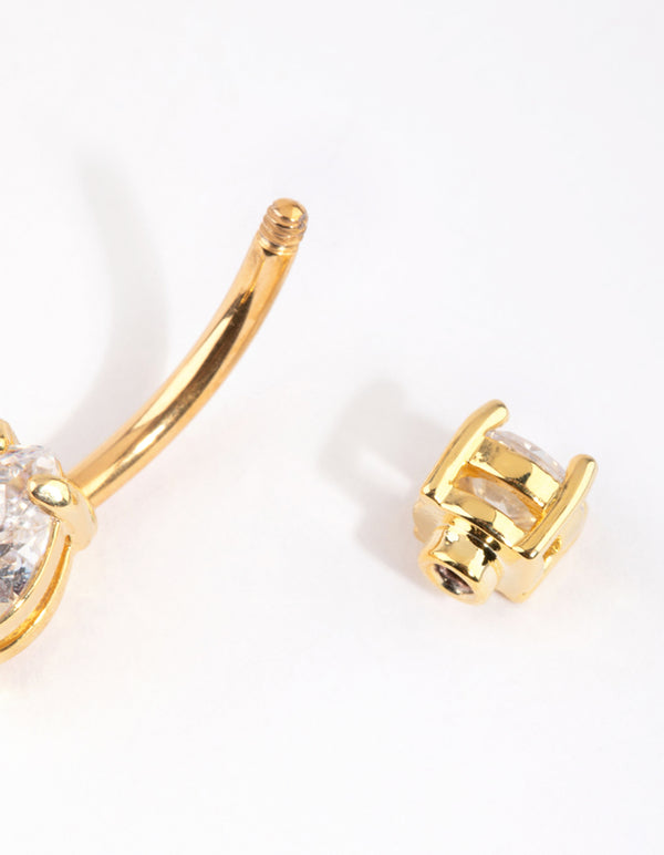 Gold Plated Titanium Medium Circular Pear Belly Ring