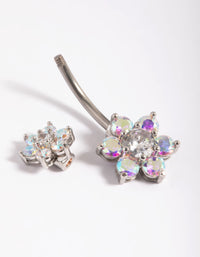 Titanium Double Daisy Belly Ring - link has visual effect only