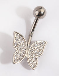 Titanium Pave Butterfly  Belly Ring - link has visual effect only