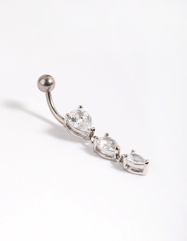 Titanium Triple Pear Drop Belly Ring
