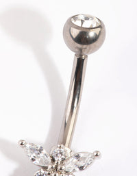 Titanium Elegant Diamante Belly Ring - link has visual effect only