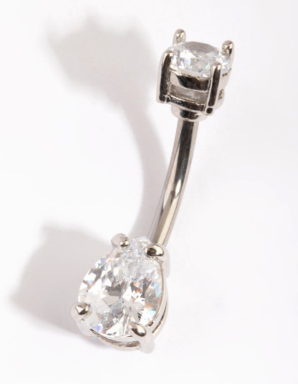 Titanium Medium Circular Pear Belly Ring
