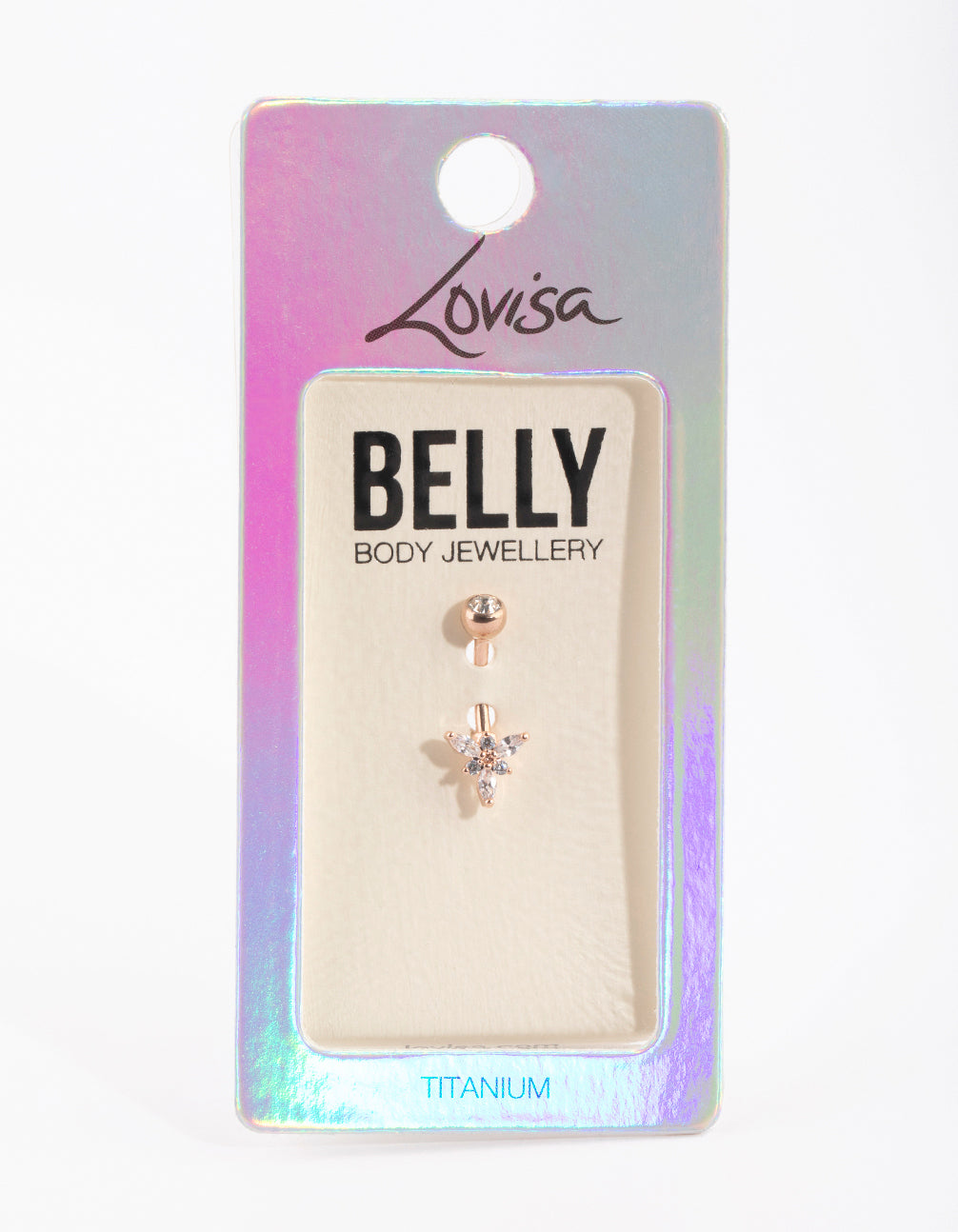 Rose Gold Plated Titanium Diamante Belly Bar
