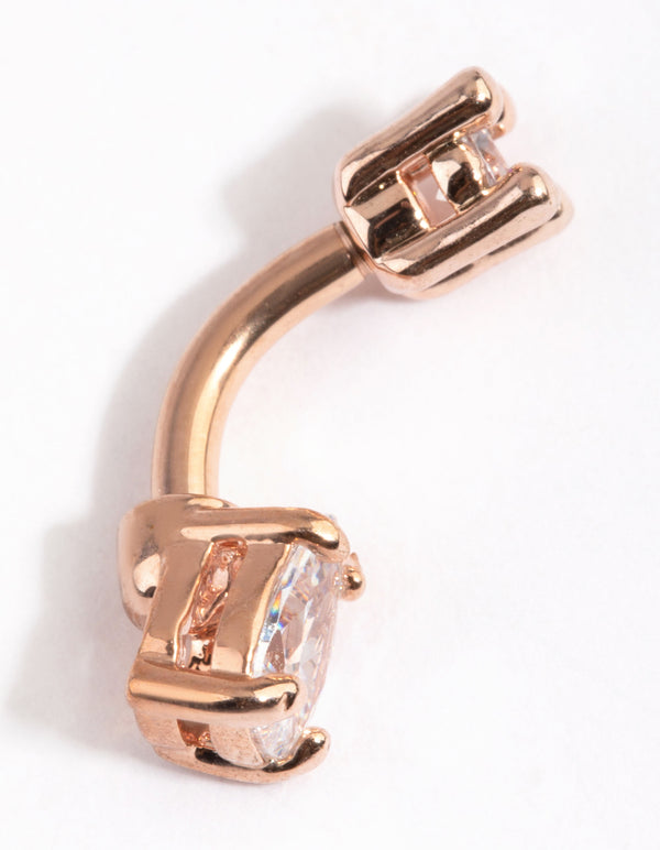 Rose Gold Plated Titanium Pear Belly Bar