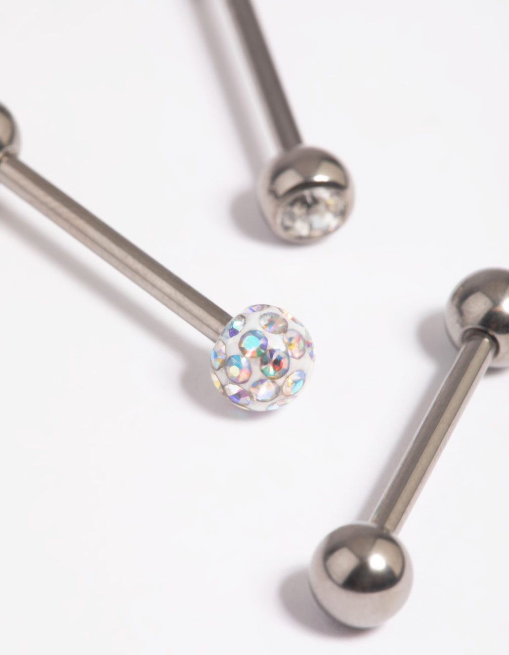 Titanium Pave Tongue Piercings 3-Pack