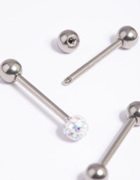 Titanium Pave Tongue Piercings 3-Pack - link has visual effect only