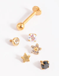 Gold Plated Titanium Pretty  Flat Back 6-Pack - link has visual effect only