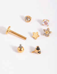 Gold Plated Titanium Pretty  Flat Back 6-Pack - link has visual effect only