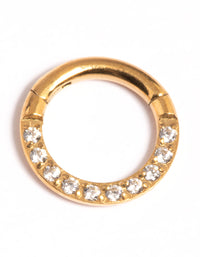 Gold Plated Titanium Cubic Zirconia 6mm Clicker Ring - link has visual effect only