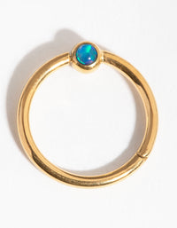 Titanium Gold  Faux Opal Belly Ring - link has visual effect only