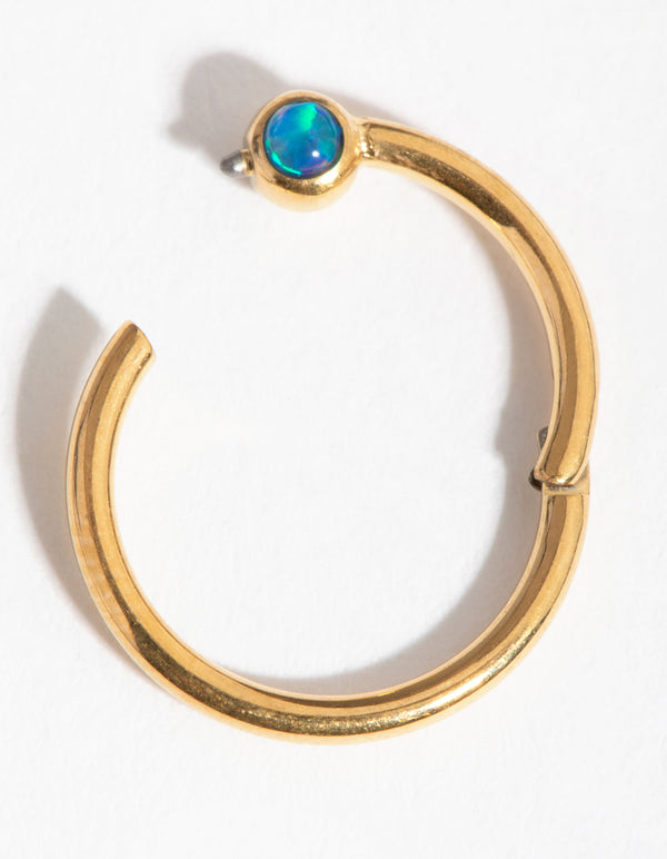 Titanium Gold  Faux Opal Belly Ring