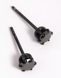 Black Coated Surgical Steel Diamante Stud Earrings 4MM - link has visual effect only