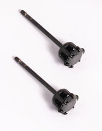 Black Coated Surgical Steel Diamante Stud Earrings 4MM - link has visual effect only