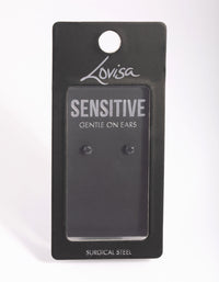 Black Coated Surgical Steel Diamante Stud Earrings 4MM - link has visual effect only