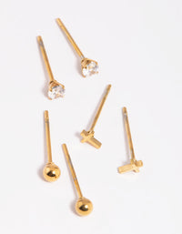 Gold Plated Surgical Steel Small Cross Stud Earrings - link has visual effect only