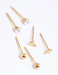 Gold Plated Surgical Steel Small Cross Stud Earrings - link has visual effect only