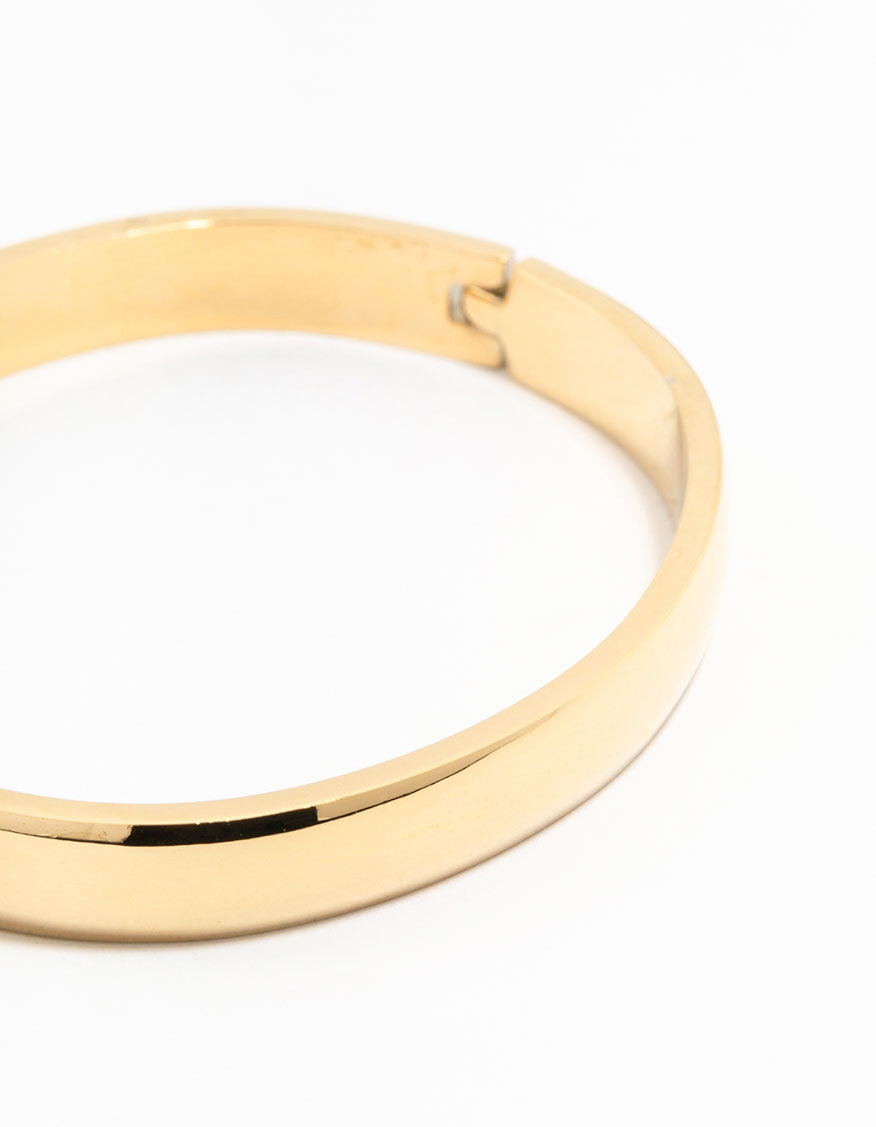 Waterproof Gold Plated Stainless Steel Classic Smooth Bangle