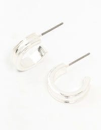 Silver Thick Centred Mini Hoop Earrings - link has visual effect only