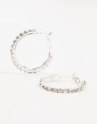 Silver Cup Chain Diamante Hoop Earrings - link has visual effect only