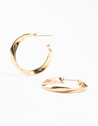 Gold Thin Warped Hoop Earrings - link has visual effect only