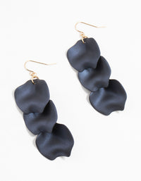Gold & Black Pearlised Petal Drop Earrings - link has visual effect only