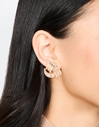 Gold Triple Quilted Stud Earrings - link has visual effect only