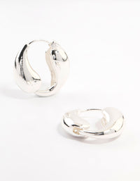 Silver Plated Teardrop Hoop Huggie Earrings - link has visual effect only