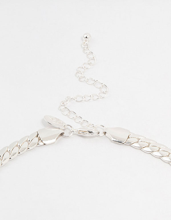 Silver Plated Flat Curb Chain Necklace