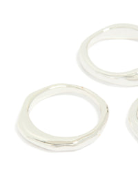 Silver Plated Bold Molten Rings 4-Pack - link has visual effect only