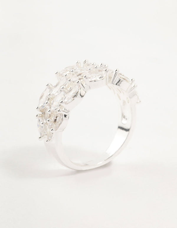 Silver Plated Cubic Zirconia Open Wrapped Ring