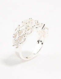 Featuring a silver plated marquise cubic zirconia open ring side detail view - link has visual effect only
