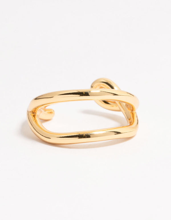 Gold Plated Wavy Double Row Ring