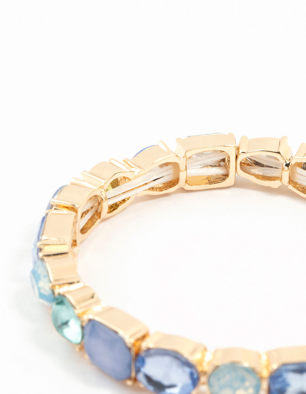 Gold Blue Cluster Stretch Bracelet