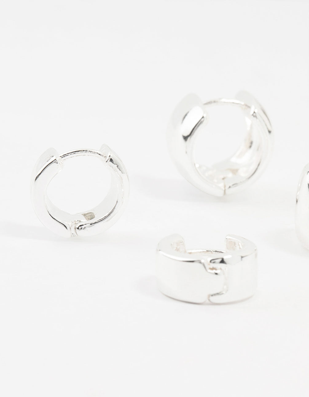 Silver Plated Mini Chunky Hoop Earrings 2-Pack