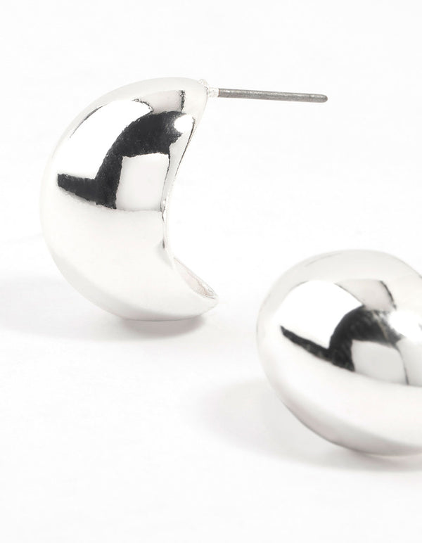 Silver Plated Mini Oval Bubble Stud Earrings