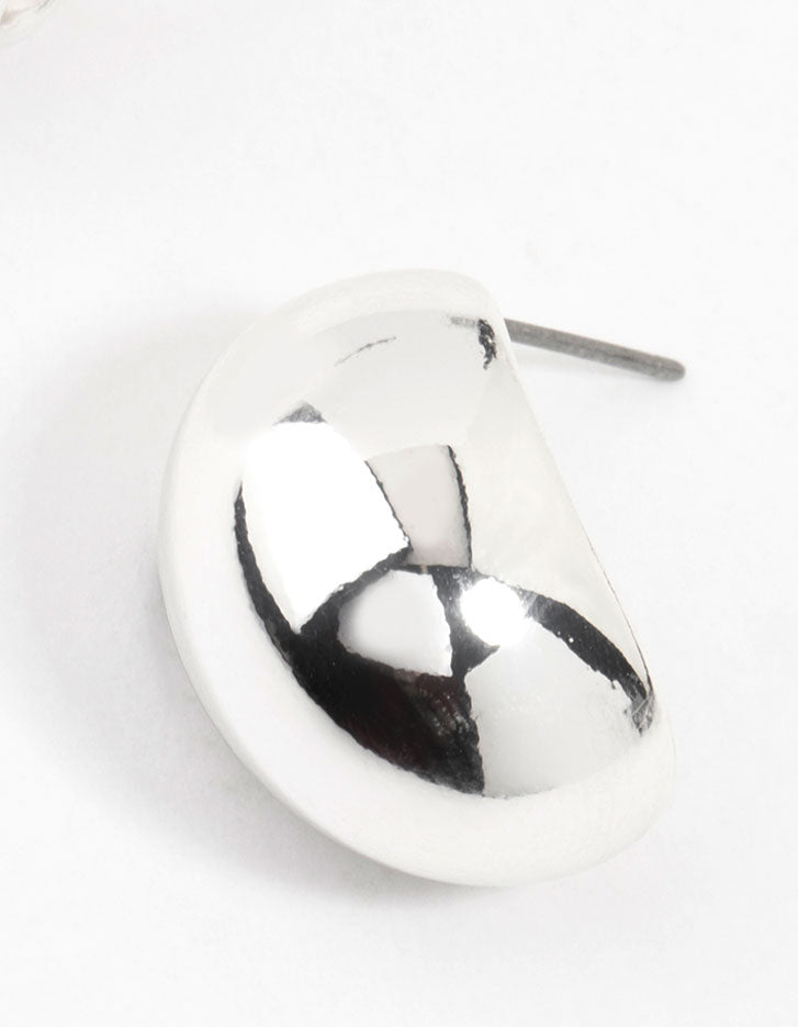 Silver Plated Mini Oval Bubble Stud Earrings