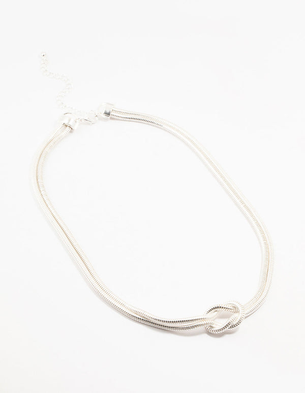 Silver Plated Double Chain Knotted Necklace