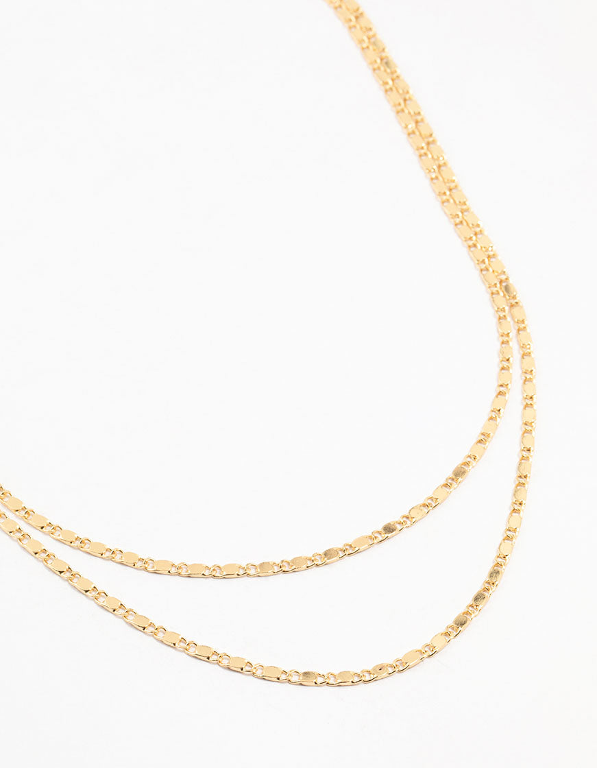 Gold Plated Vintage Chain Layered Necklace