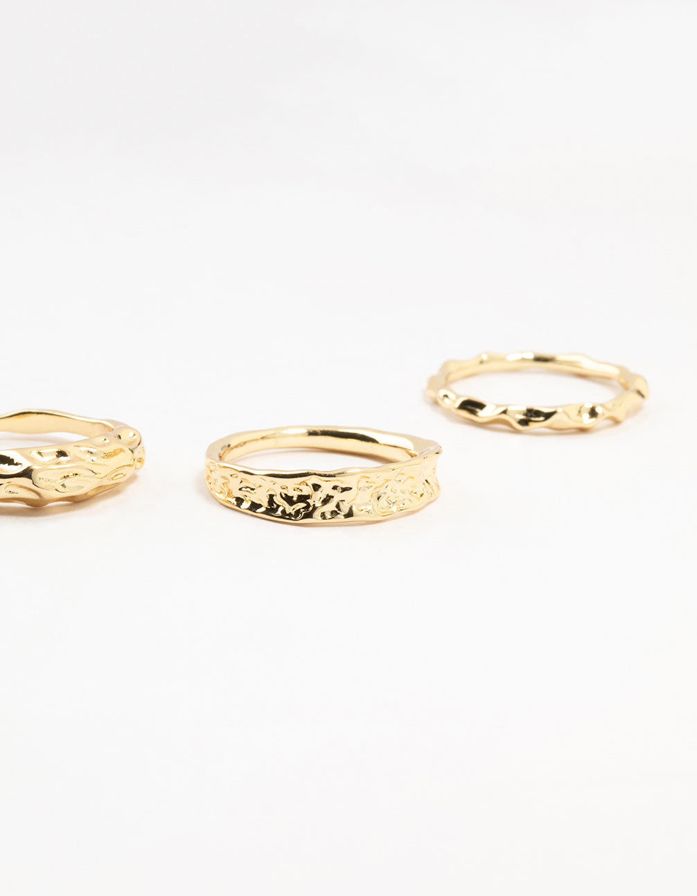Gold Plated Textured Metal Rings 5-Pack