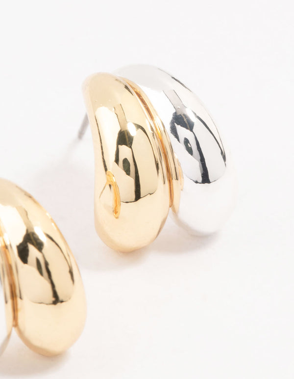 Mixed Metal Double Bubble Hoop Earrings