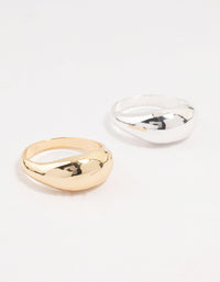 Mixed Metal Chunky Stacking Rings 2-Pack - link has visual effect only