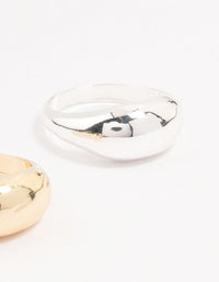 Mixed Metal Chunky Stacking Rings 2-Pack - link has visual effect only