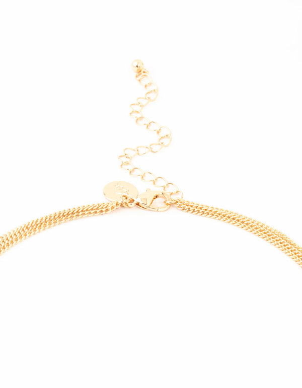 Gold 3 Row Coin Necklace