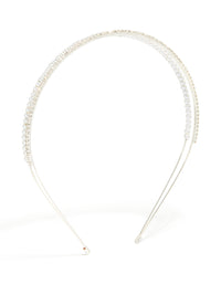 Silver Double Layered Pearl & Crystal Headband - link has visual effect only