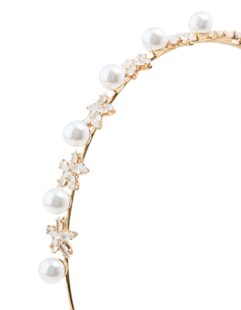 Gold Alternating Flower & Pearl Headband