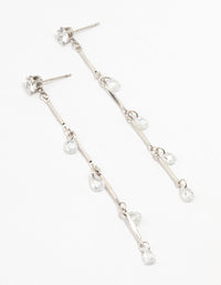 Silver Cubic Zirconia Droplet Drop Earrings - link has visual effect only