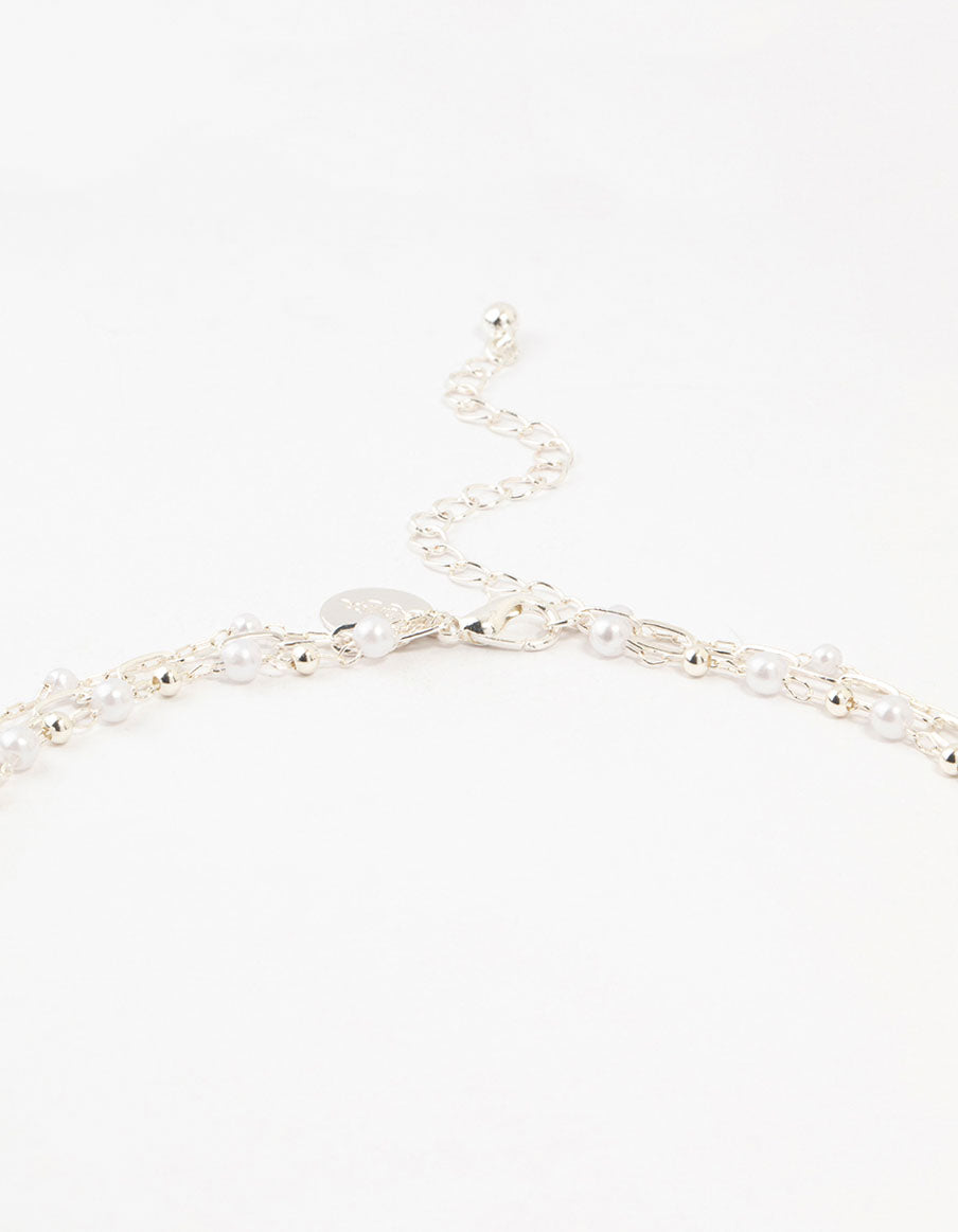 Silver Fine Station Pearl Necklace